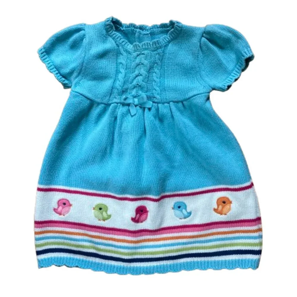 Gymboree Girl's SS Cable Knit Sweater Dress Embroidered Pull-over, 12-18 months